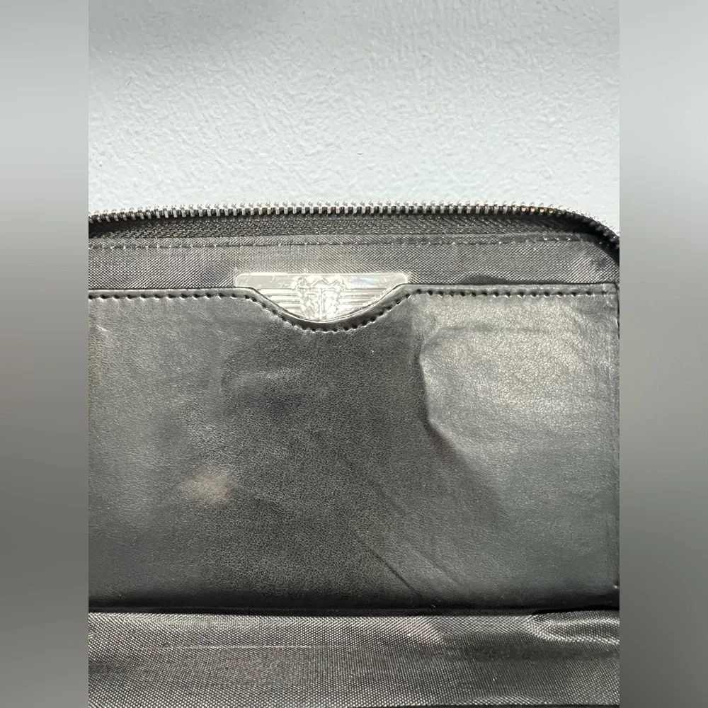 BUCKLE DOWN NWT Disney Long Zip Around Black D Logo Wallet Small Smudge In Photo